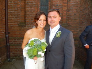 The bride and groom looking glamorous on the special day