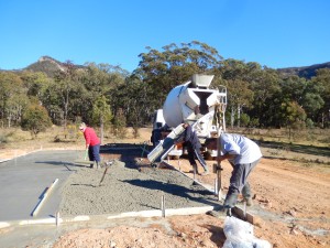 Getting the huge cement mixers onto the site was a job for the chainsaw