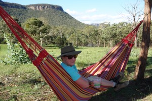 Julie is back in her favourite position with a GnT in hand after a tough day in the bush