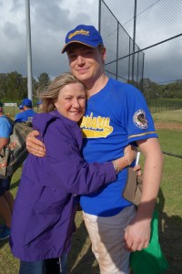 Mum gives the star catcher a victory hug and Zach gives our magnificent scorer a hug back