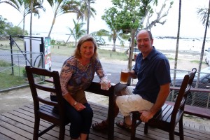 Enjoying a sunset drink at a local establishment in a nearby village