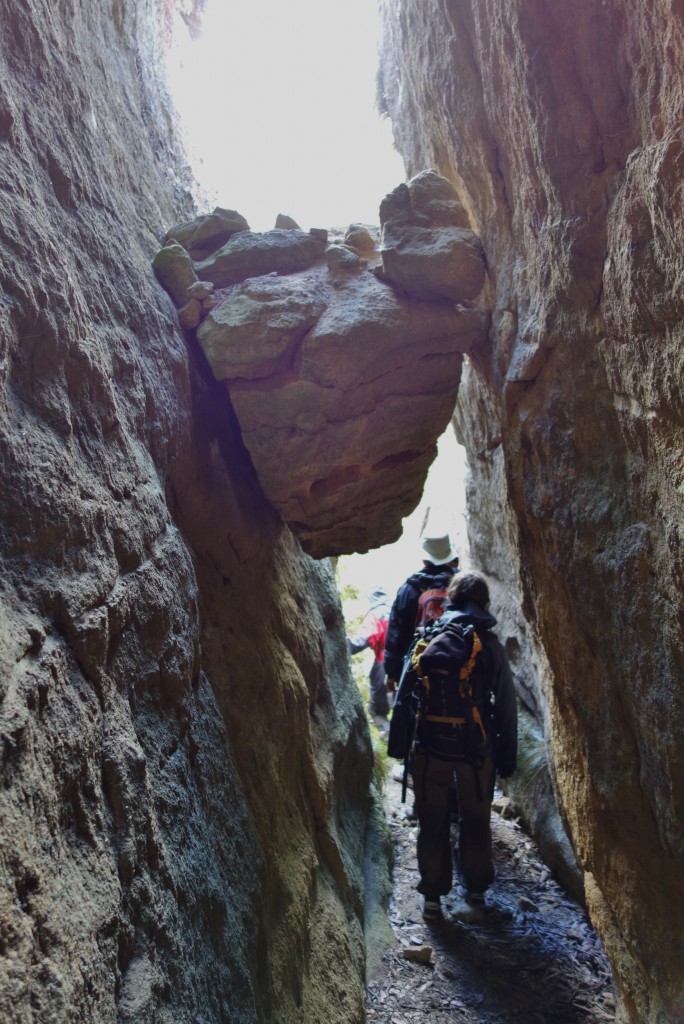 This narrow rock crack had an interesting feature we had to pass under