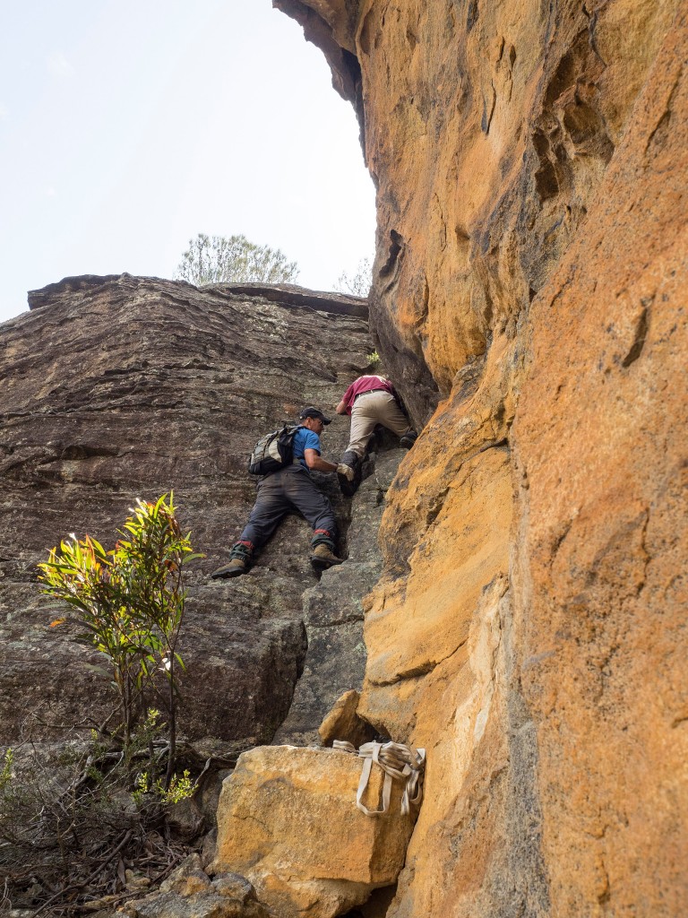 I helped Geoff our leader down a tricky cliff face 