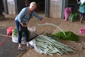 Julie discovering the snake vegetable 