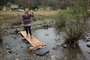 Uncle Ken made a handy little bridge to get us to the wedding site