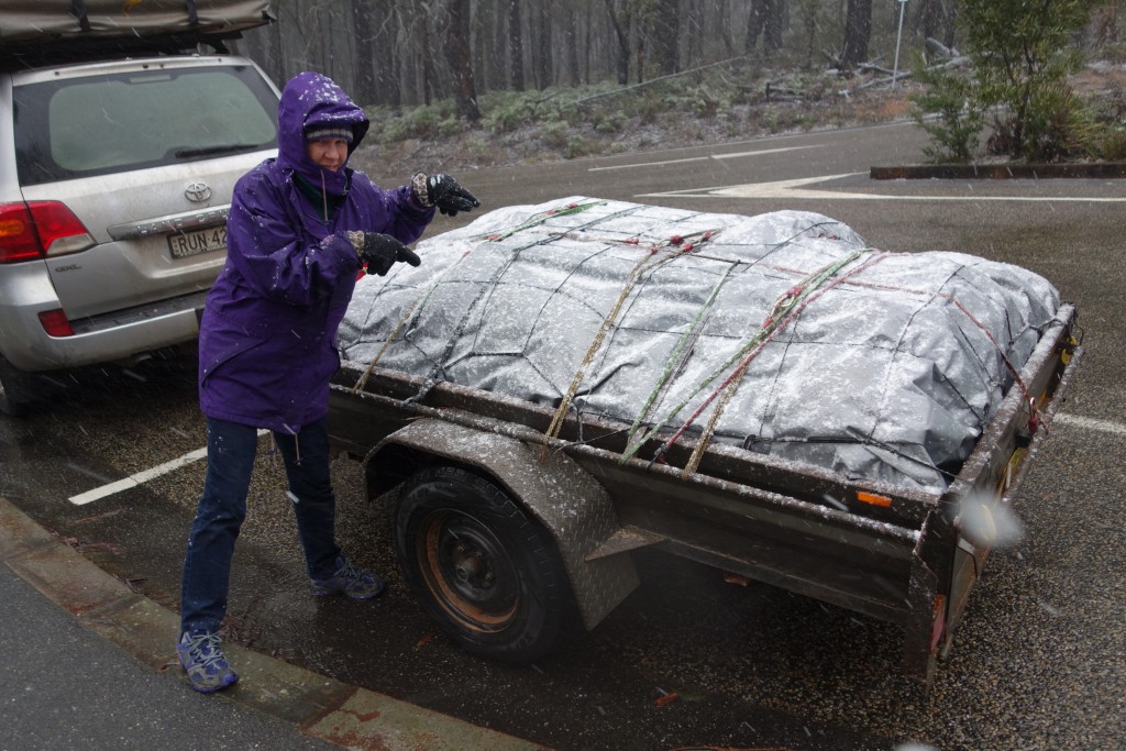 The trailer and its contents had been through a lot on this trip but we didn't think snow would part of the experience