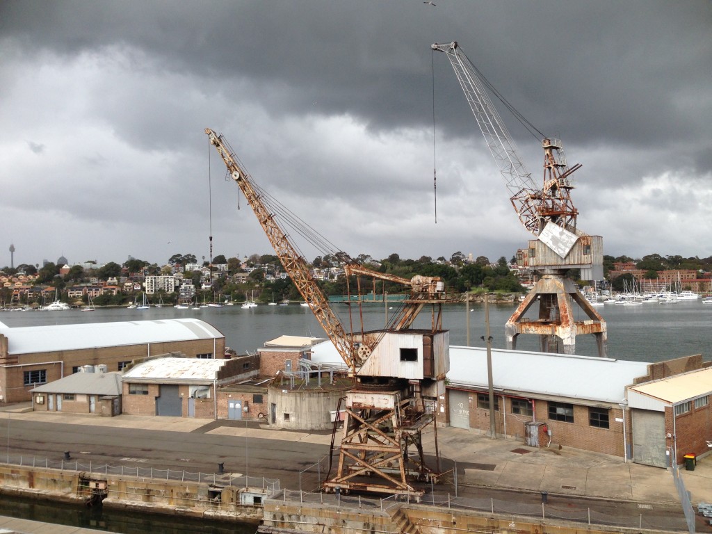 Some of the huge cranes that were used to build and repair ships