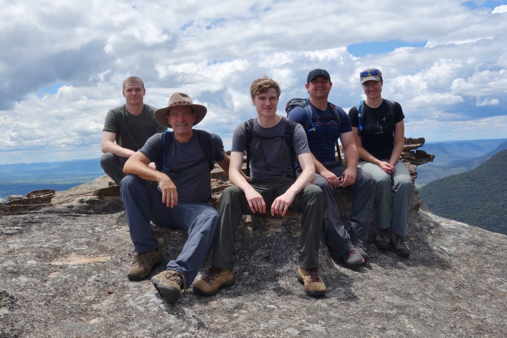 The family team enjoying the views down into Capertee Valley from high above