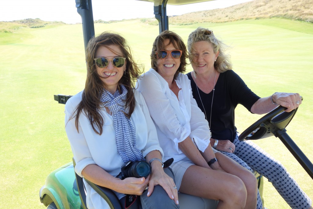 Libby, Saan and Julie exploring Cape Wickham golf course without any clubs