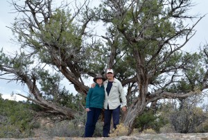 Posing in front of a tough old Juniper tree while exploring ancient ruins