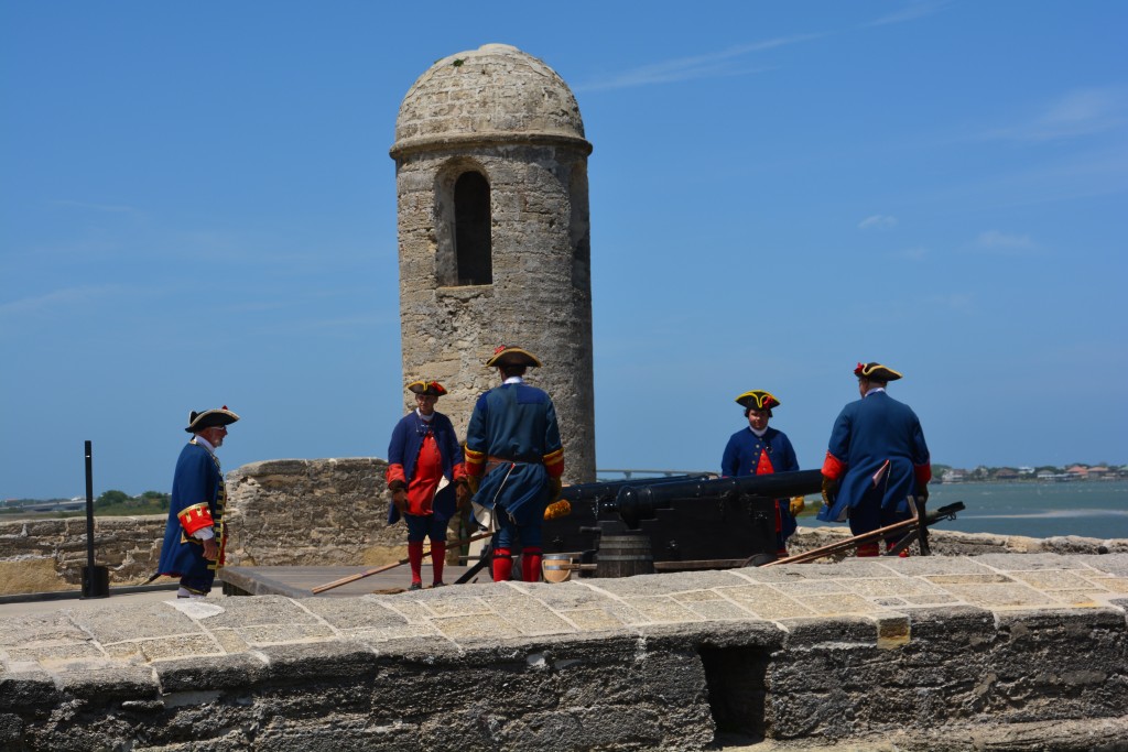 Dad's Army re-enacting the firing of a 18th century cannon