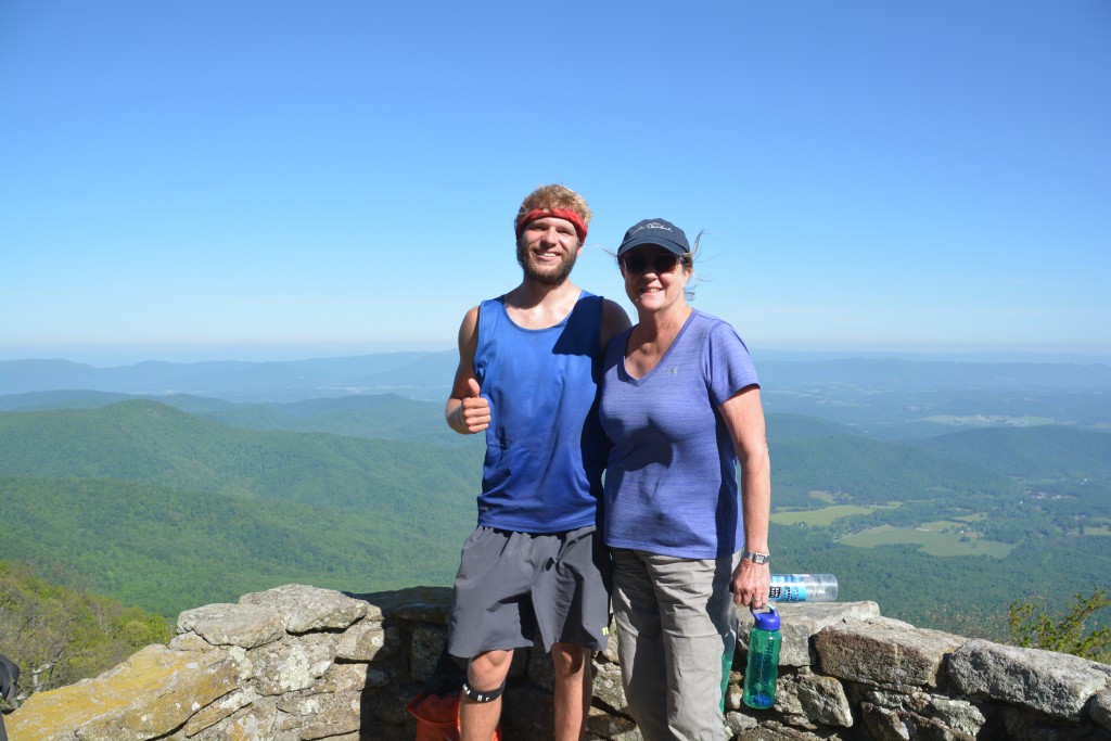 Julie with Dillon, aka Ravioli - his trail name, one of the many hikers we met and gave water and fruit