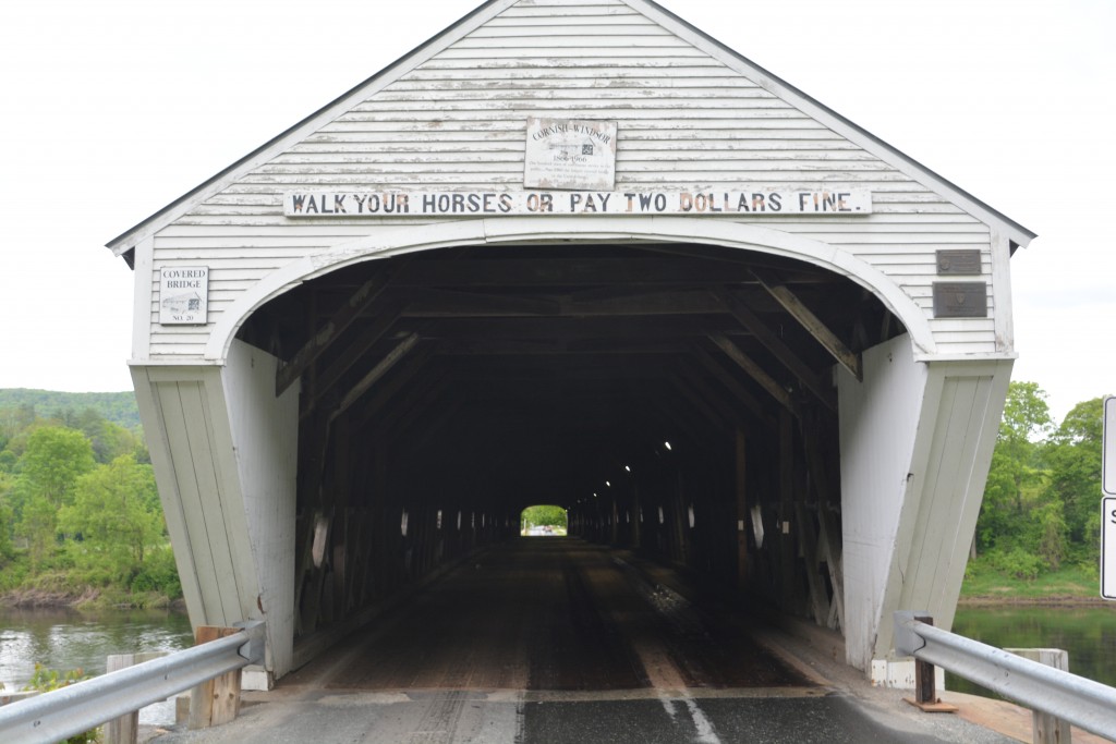 Note the sign above this wooden bridge 