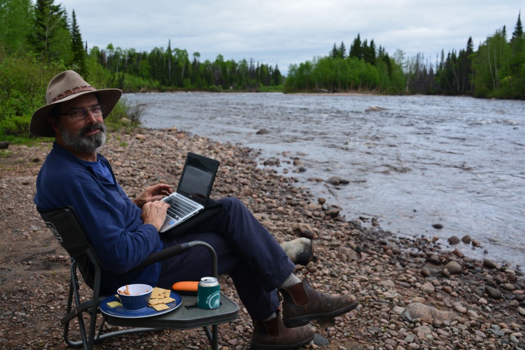 A cold beer, chips and dips, a mountain stream and Tramp's wifi - life couldn't get any better