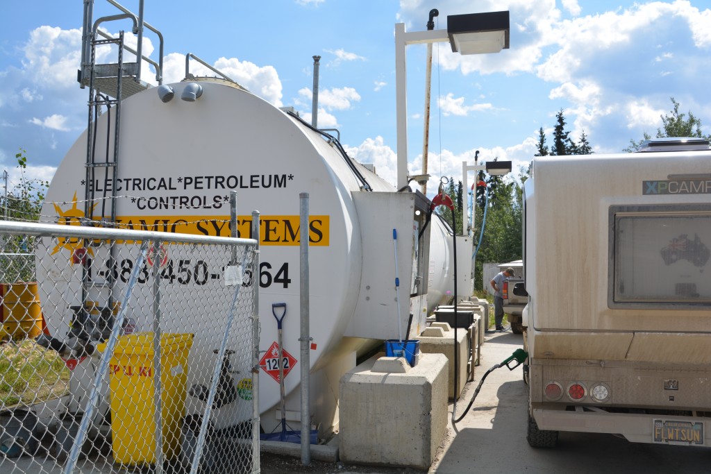 We stopped in the First Nation community of Ross River and I filled up directly from the huge above ground gas tank