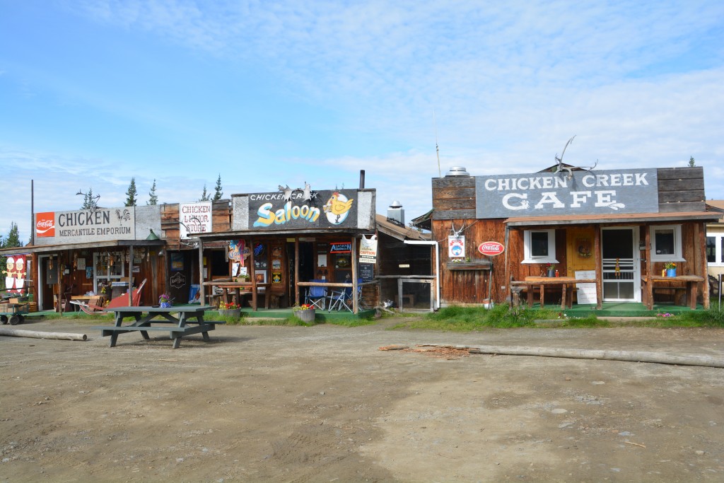 Downtown Chicken - the only three original buildings of Chicken that still remain