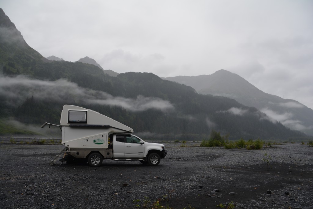 Tramp wears the weather - low clouds, rain, cold and a usually a bit windy but always in a beautiful setting