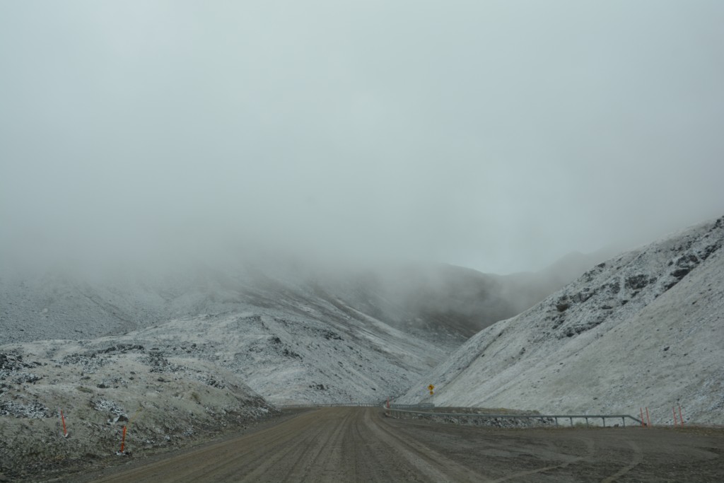 The snow didn't bother the road or Tramp too much - just gave the drive a new look 