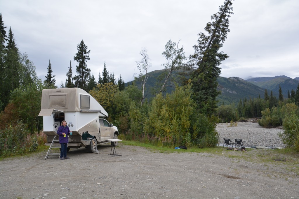 Our campsite on the banks of Marion Creek where a black bear came into our camp 