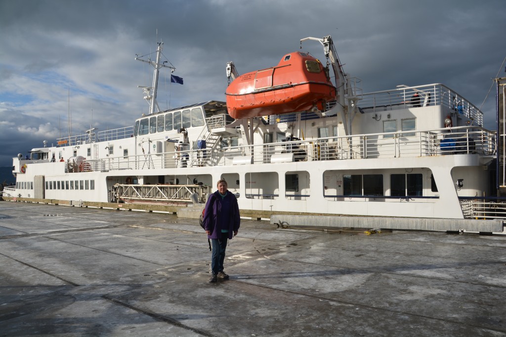 Julie and our trusty float for the next couple of days - the Tustemena