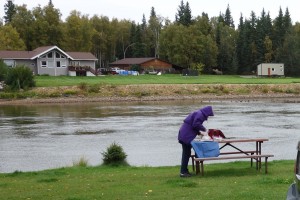 Julie making us another great lunch in a beautiful place...except for the constant drizzle