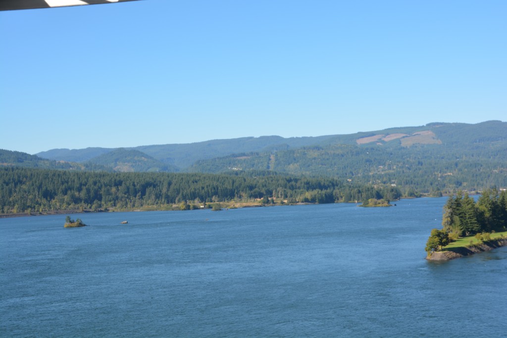 The Colombia River as seen from the Bridge of the Gods